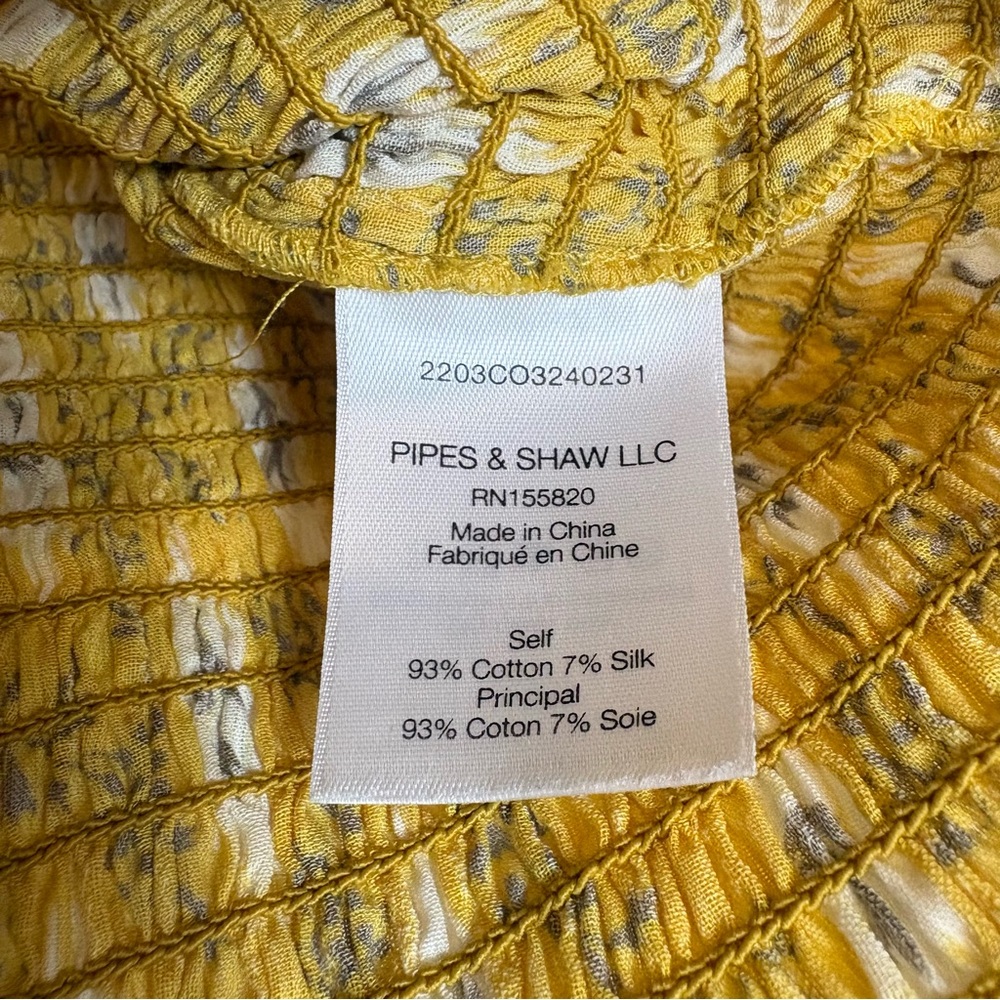 Veronica Beard Emerie Top in Sun Multi Sz 6 Smocked Crop - Picture 7 of 9